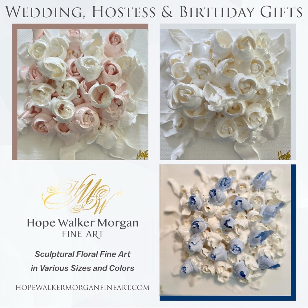 Sculptural Floral Fine Art in Pink, White, and Blue